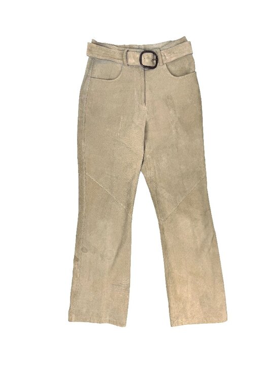 Saint-Germain-Des-PréS Pants - Vintage SAINT-GERMAIN-DES-PRÉS Genuine Leather‎ Suede Beige Pants 7/8 Waist 28.5